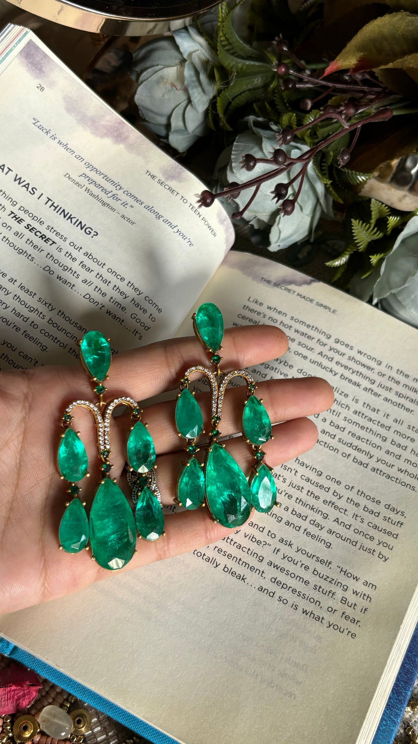 Emerald cocktail danglers