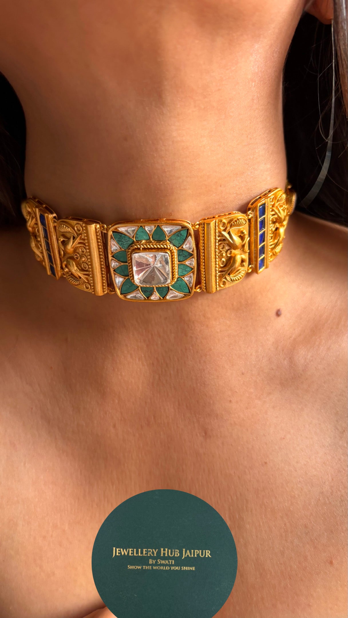 The regal polki sqaure choker