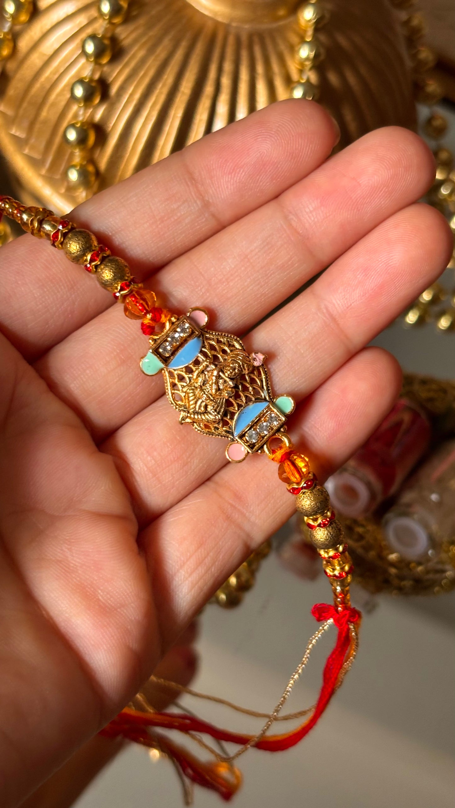 Lord Krishna inspired heritage rakhi ( shipping will be extra )