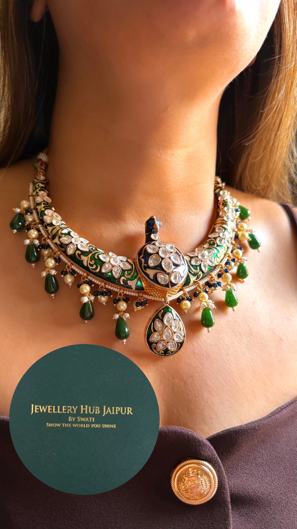 Emerald & sapphire katdana emerald drop peacock Hasli