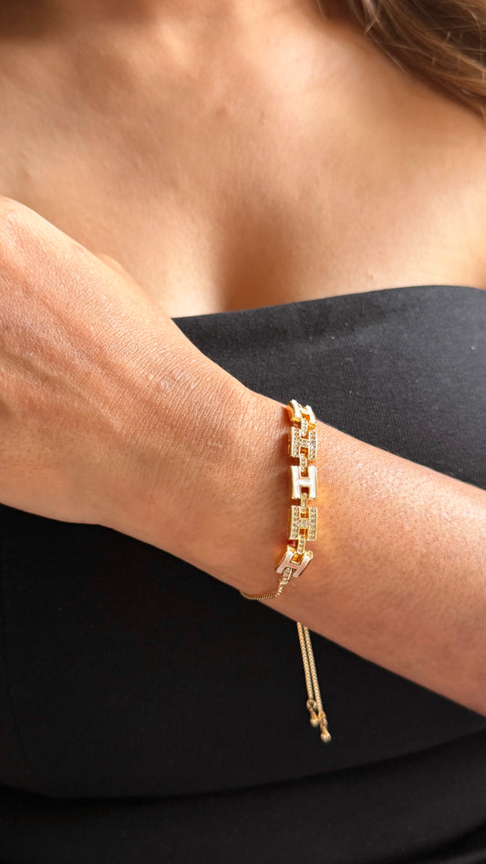 Hermes inspired Interlocking H-Link Slider Bracelet