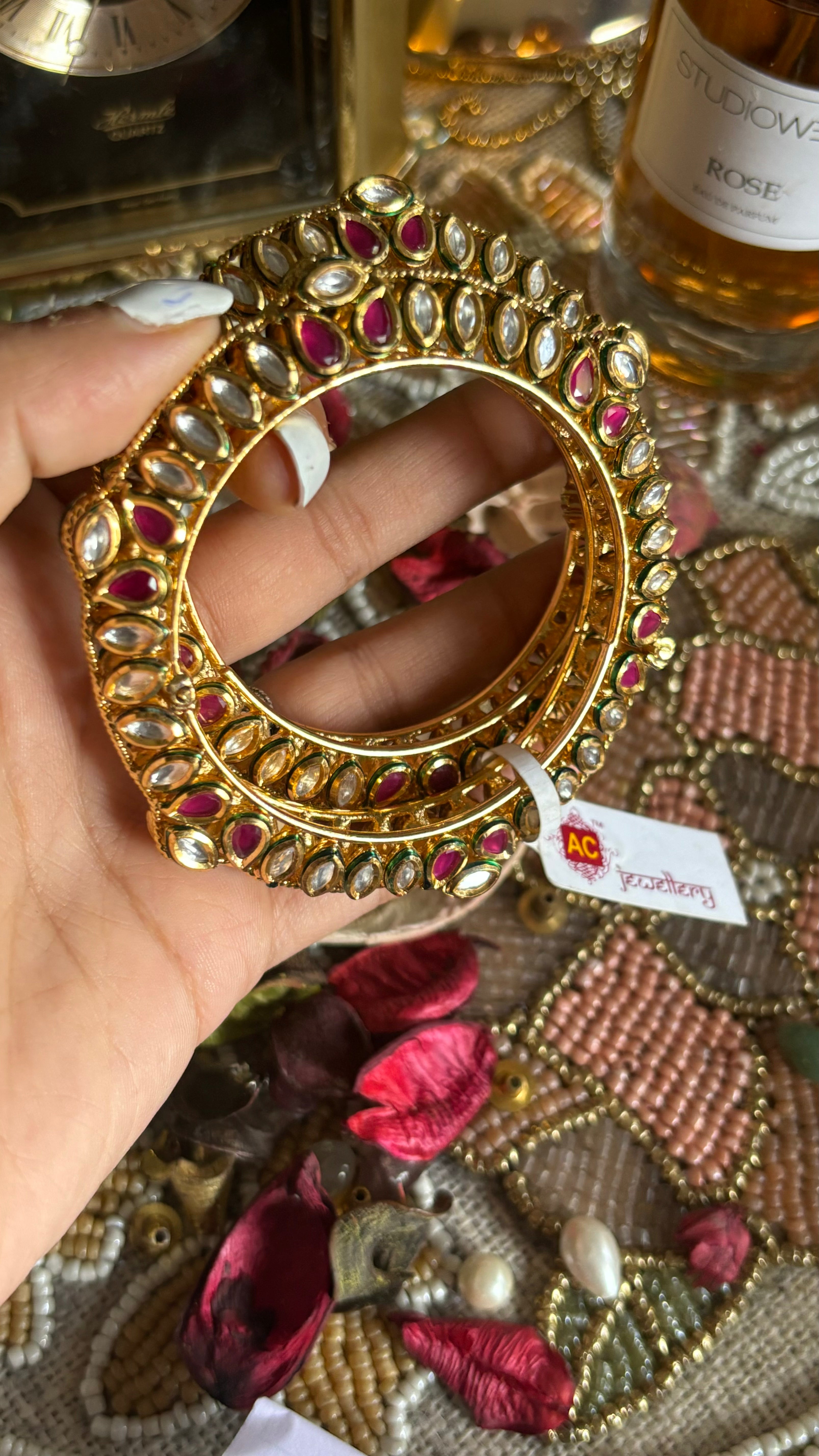 Meenakari ac kundan bangles