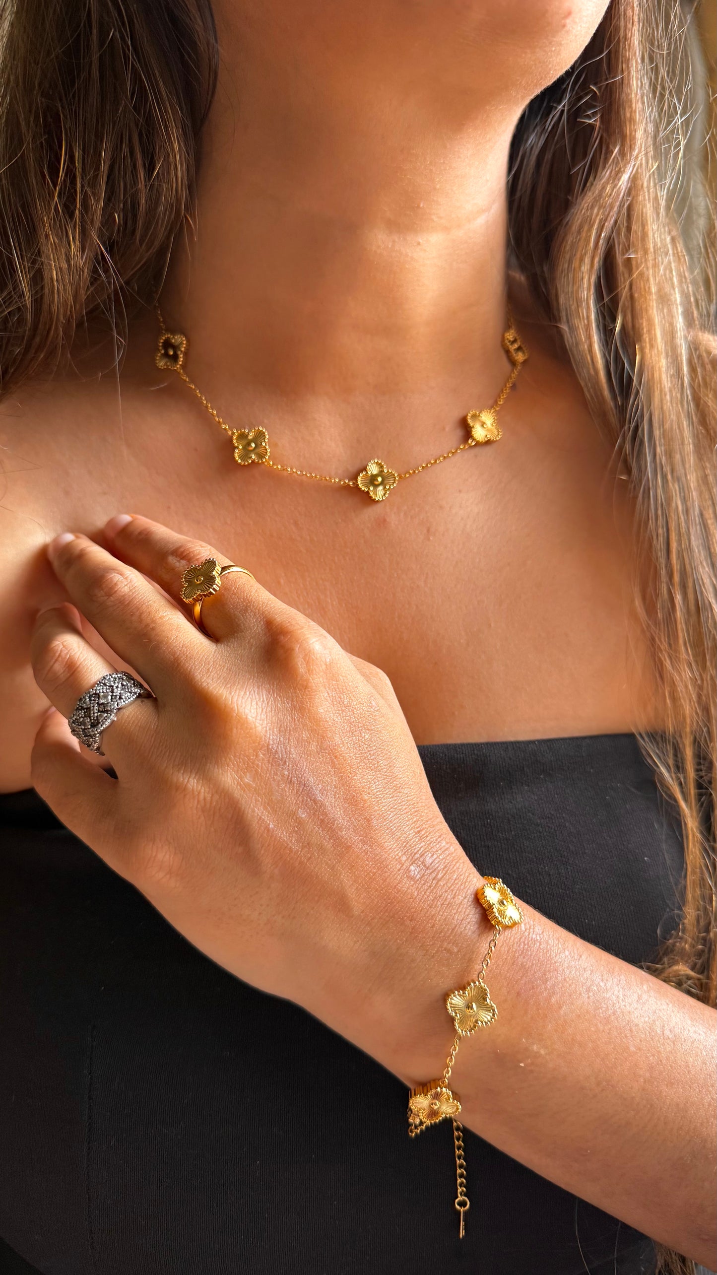 Vancleef Gold combo-Ring, Necklace, Bracelet and Earrings