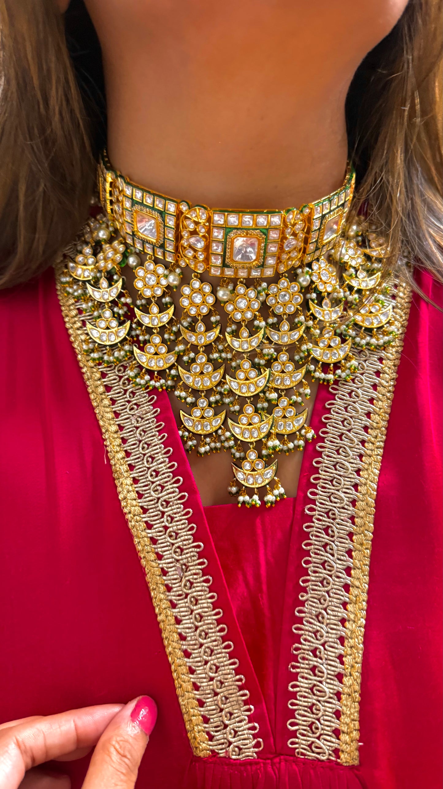 Chaand designer floral meenakari rajwada necklace