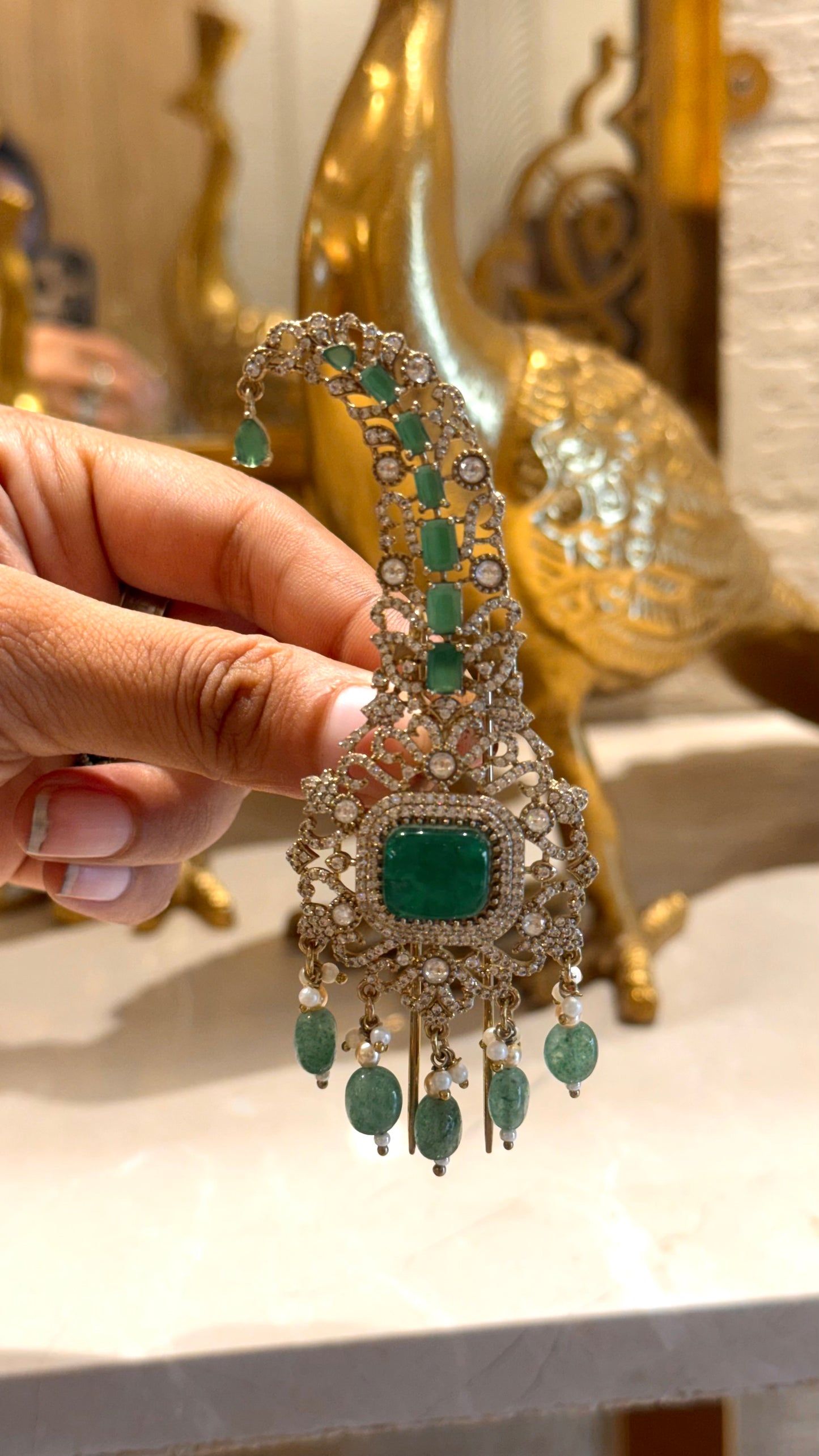 Emerald doublet with mint drops Victorian kalgi