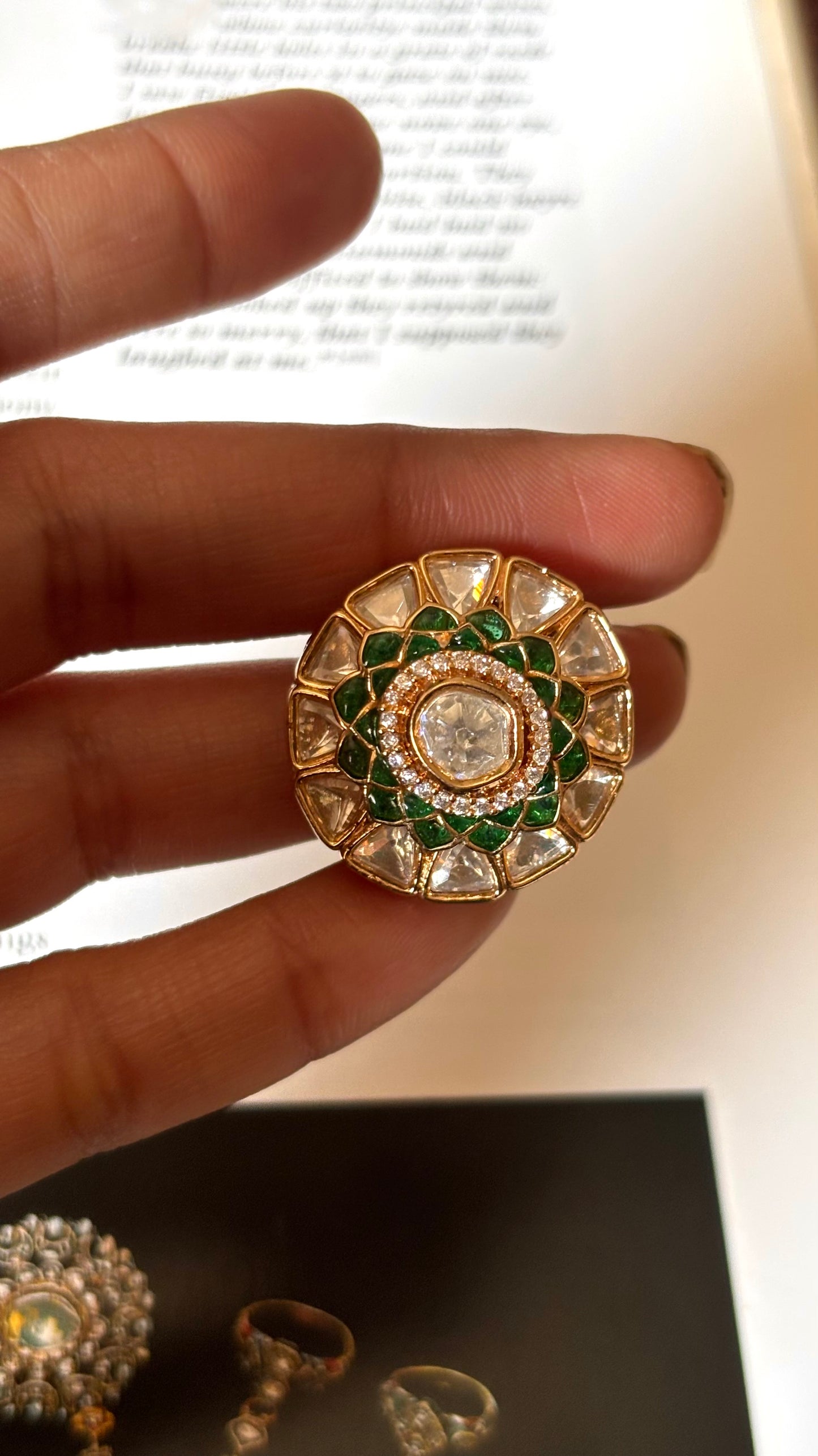 Emerald real moissanite Ring