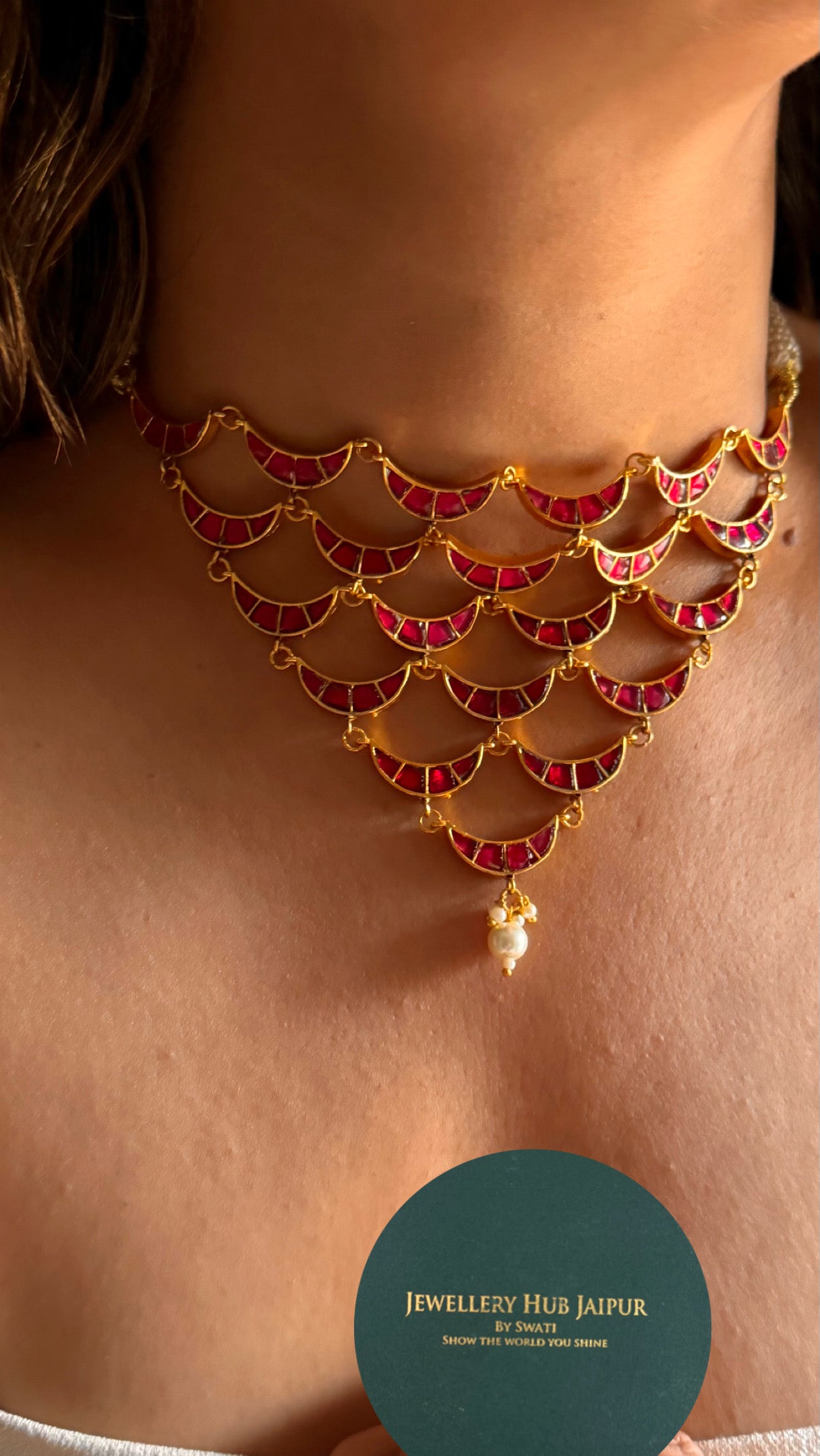 Rani pink chand designer Necklace