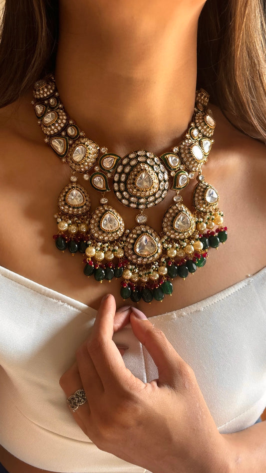 Emerald meenakari heritage choker