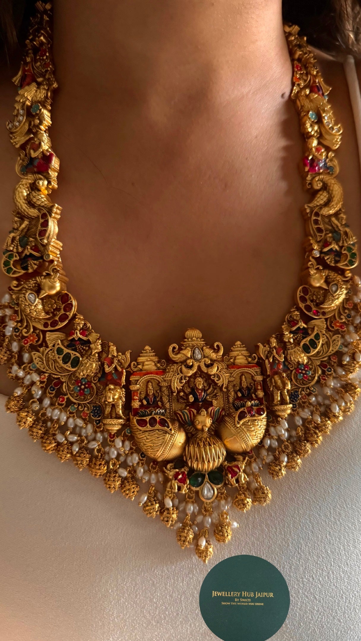 Lord brahma inspired designer temple nakashi Necklace