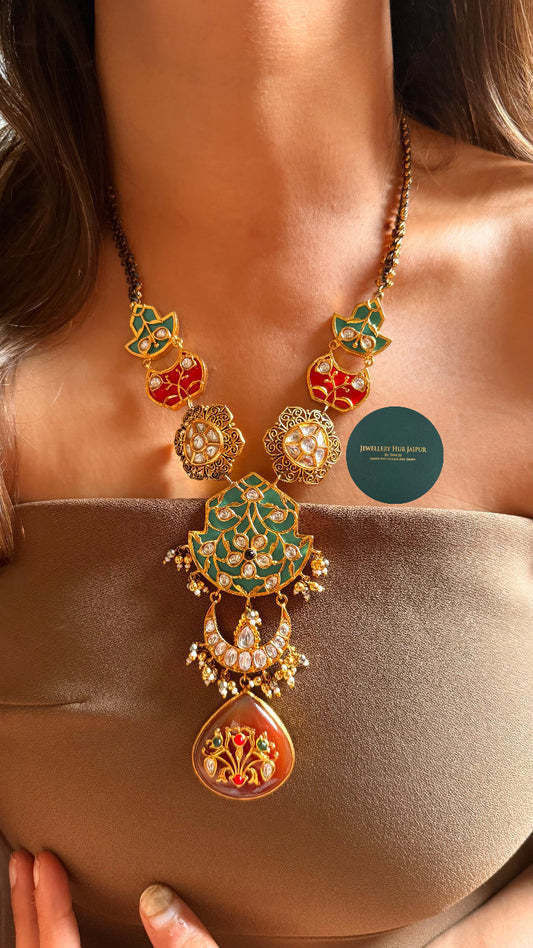 Heritage inlay designer necklace set