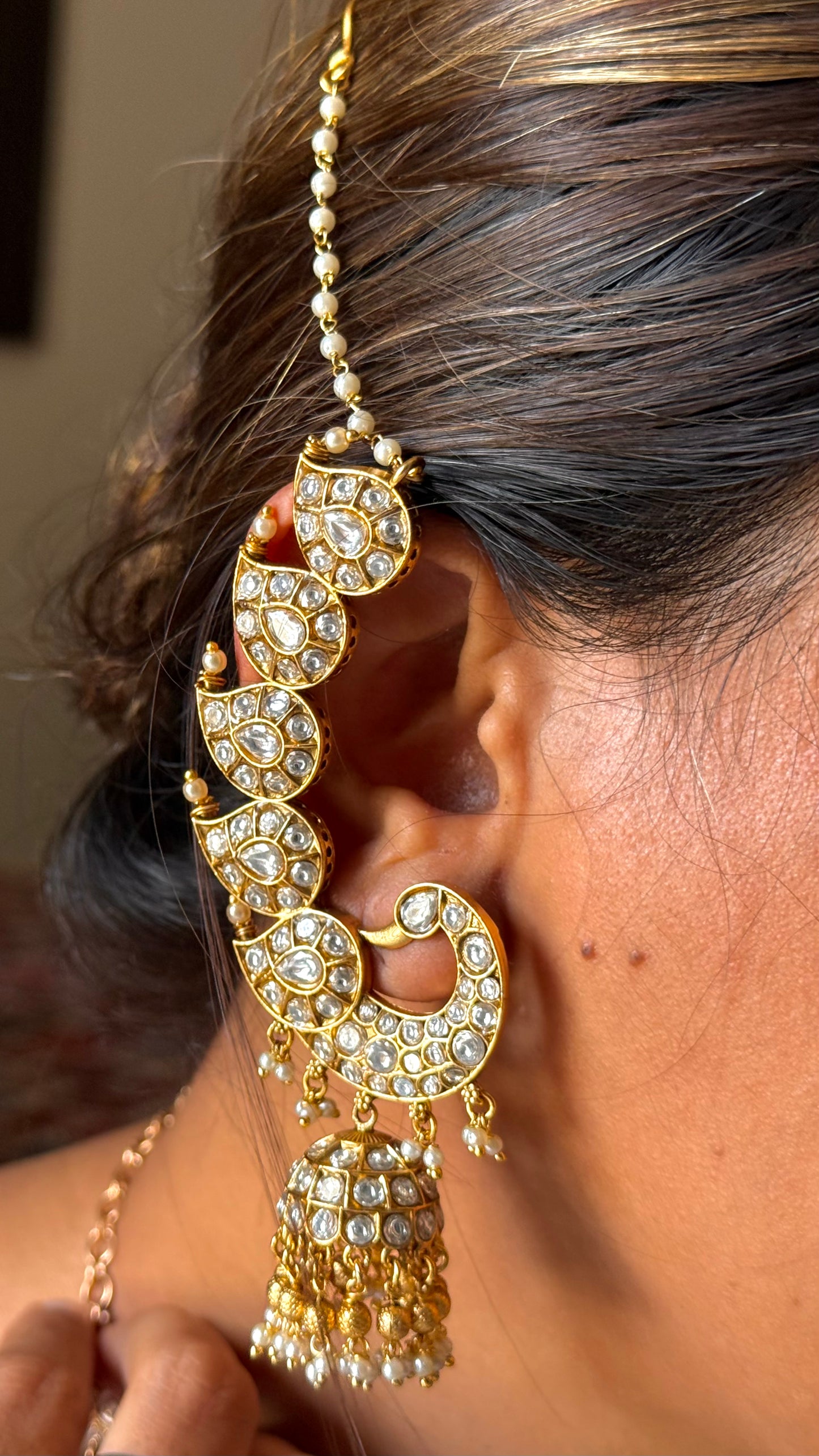 Peacock inspired polki jhumkas