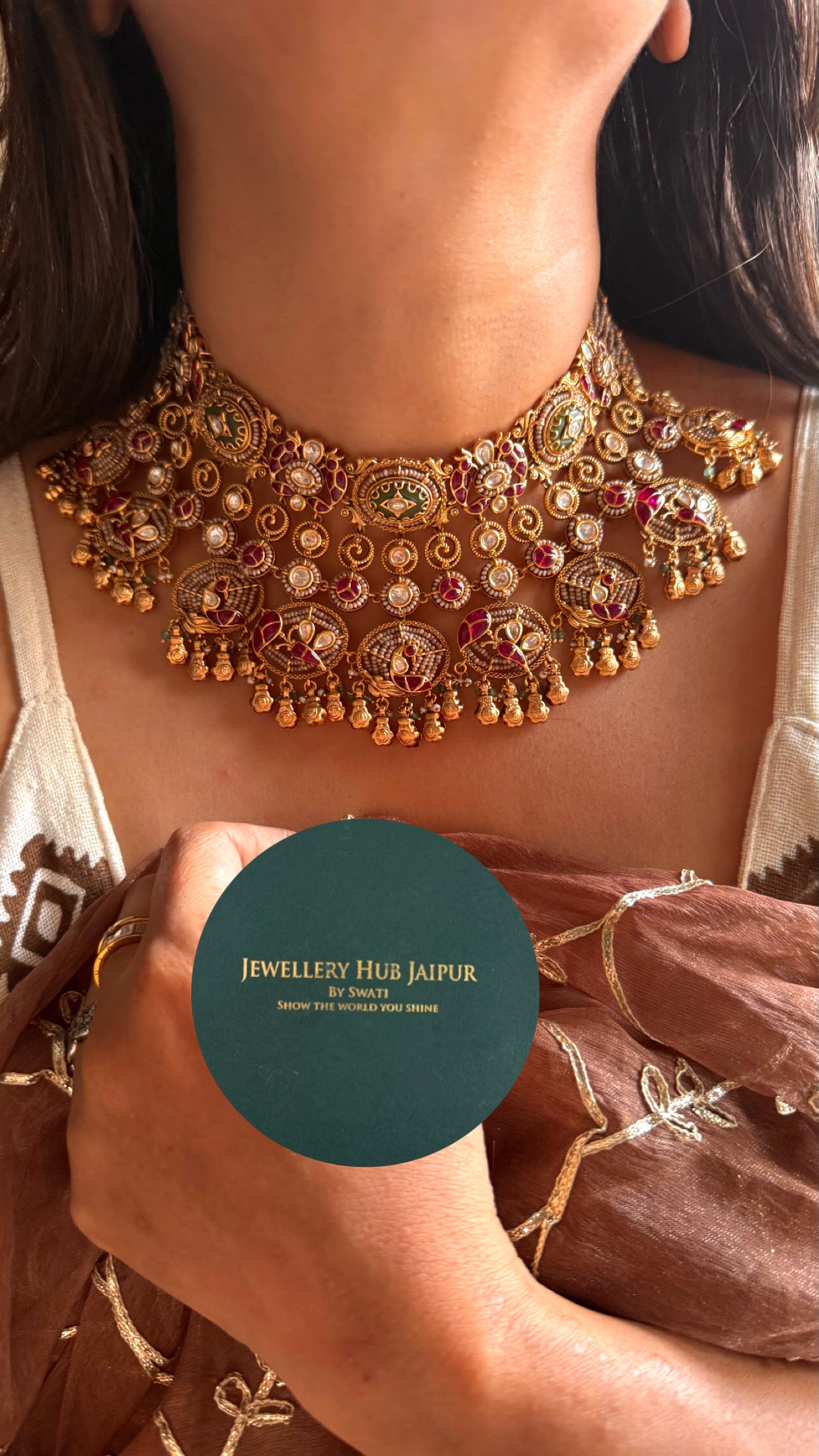 Mint & ruby heritage rajwada Necklace