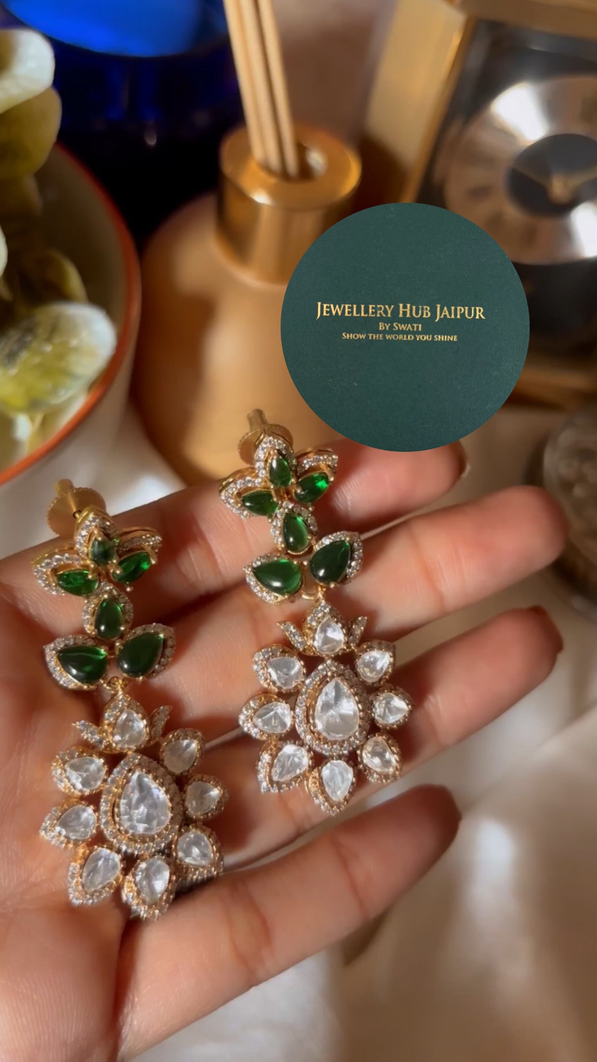 Ratna Emerald moisannite designer choker set