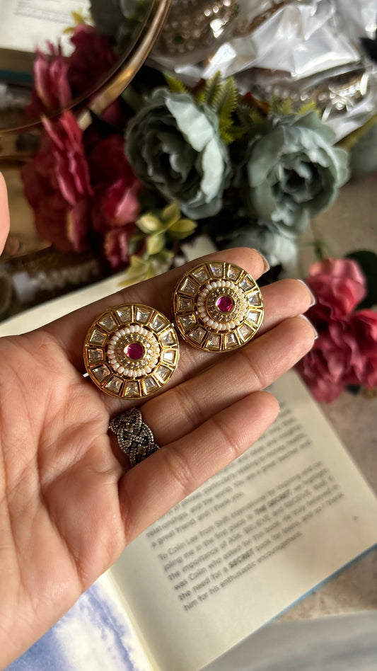 Ruby golden earrings