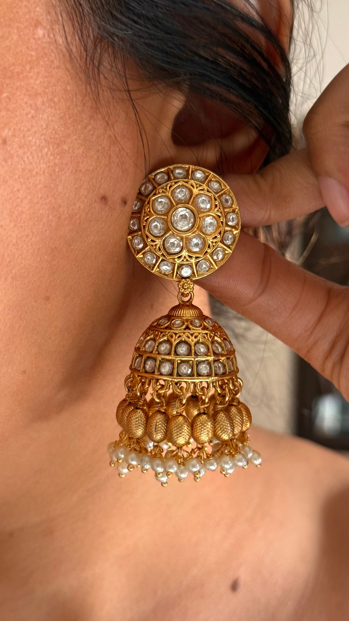 White polki Takkar work collar Necklace