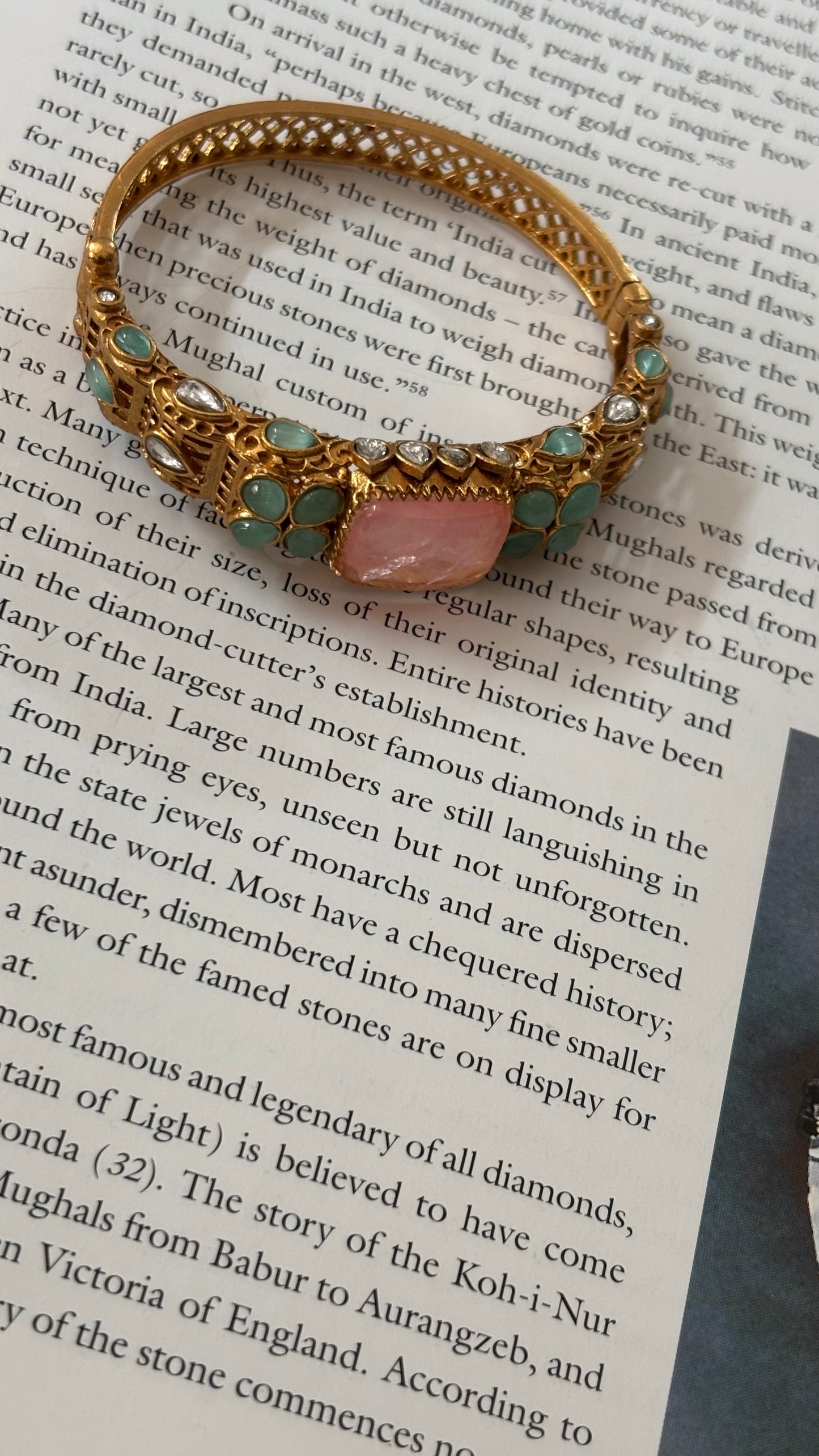 mint and rose quartz Amrapali bracelet