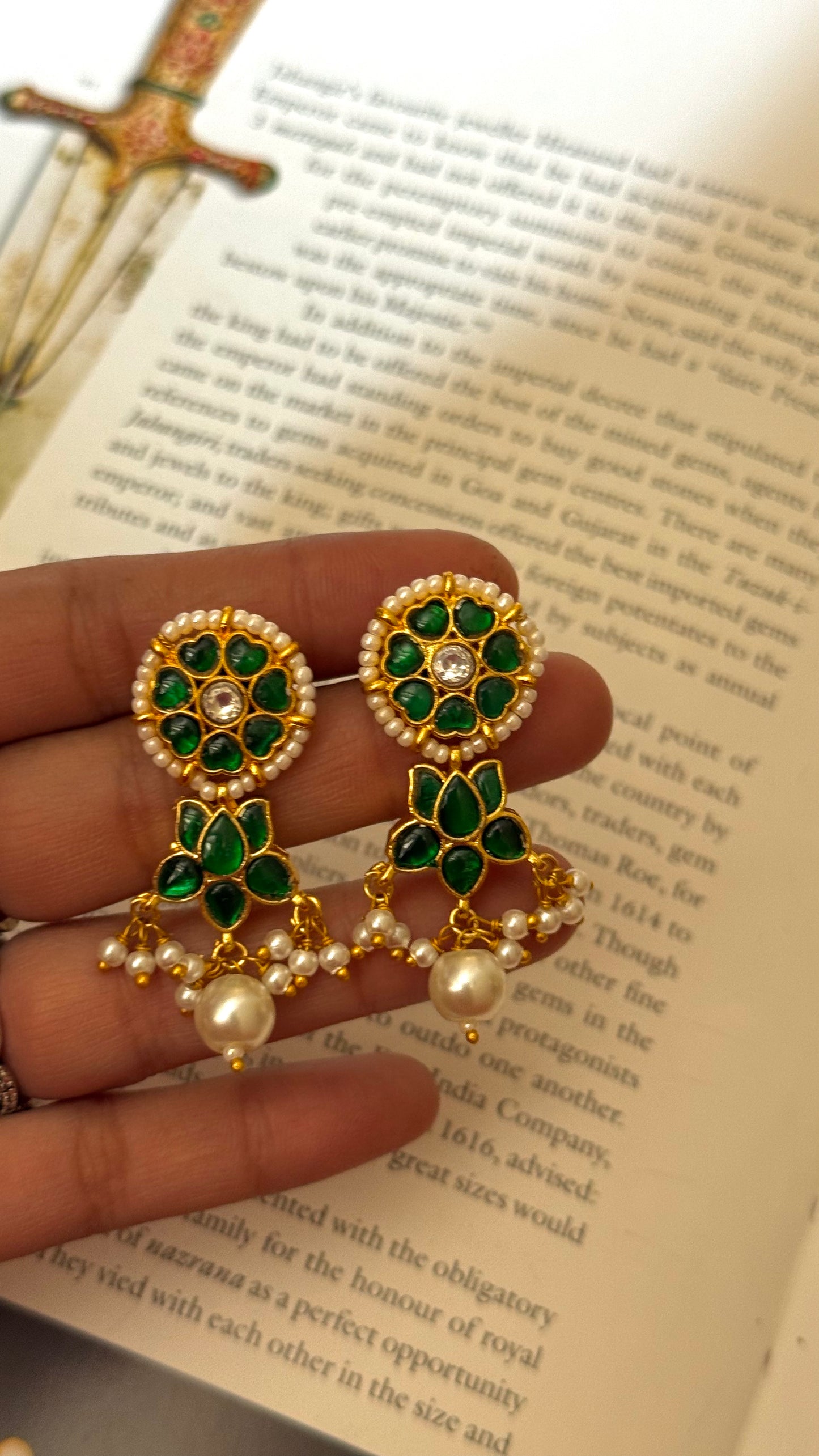 Emerald floral minimal paachi earrings