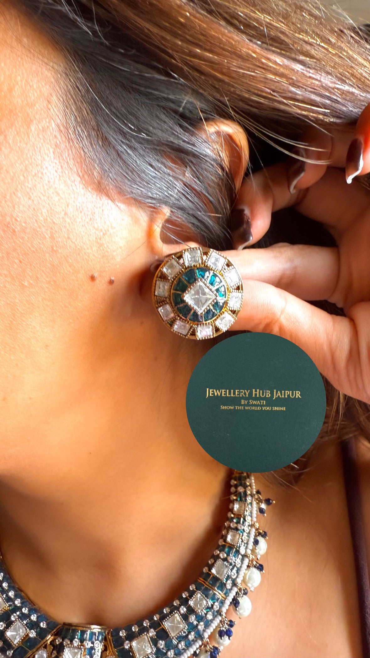 Sapphire katdana moissanite with pearl drop Hasli