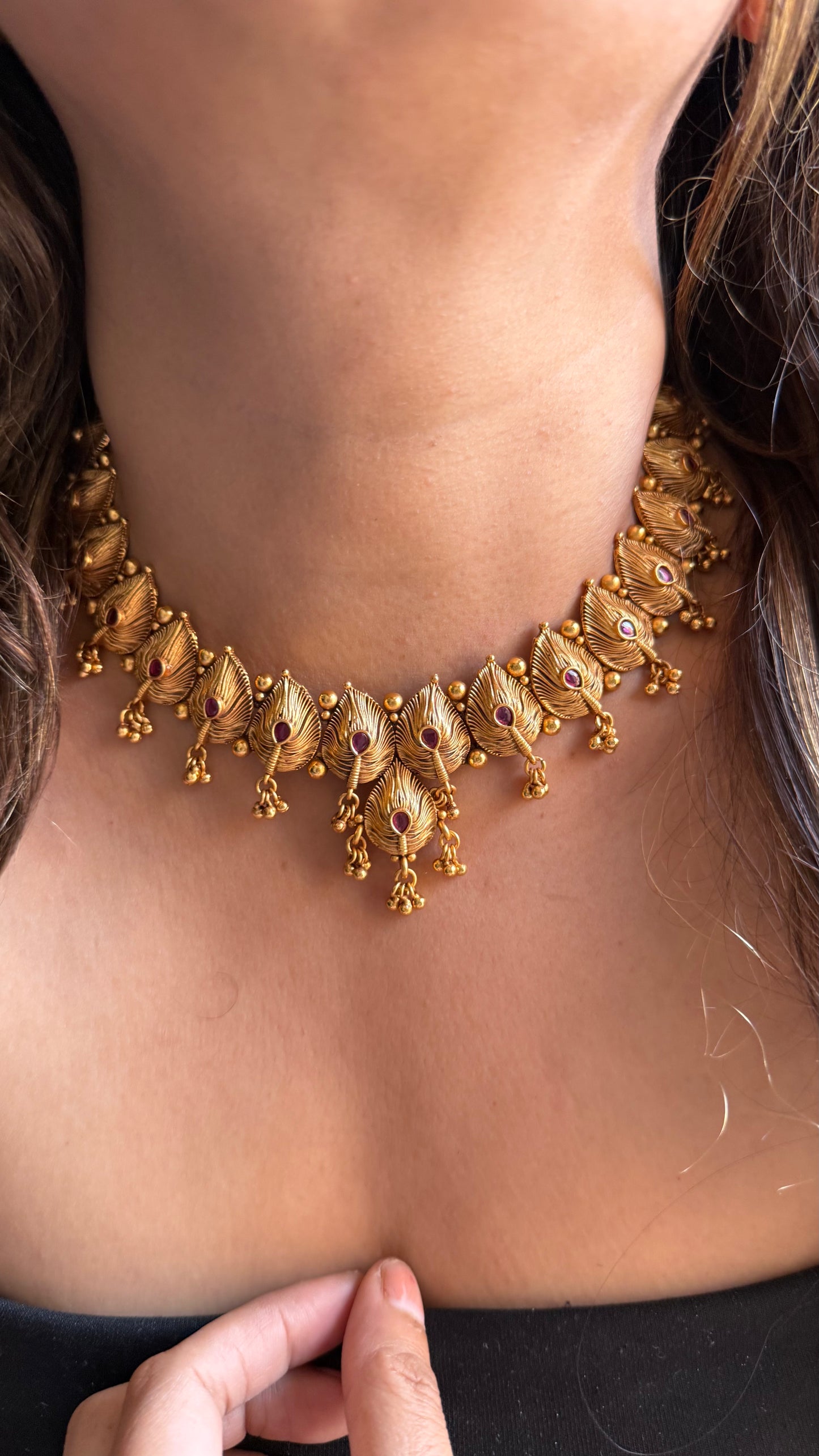 Maharashtrian Ruby Madhubani necklace
