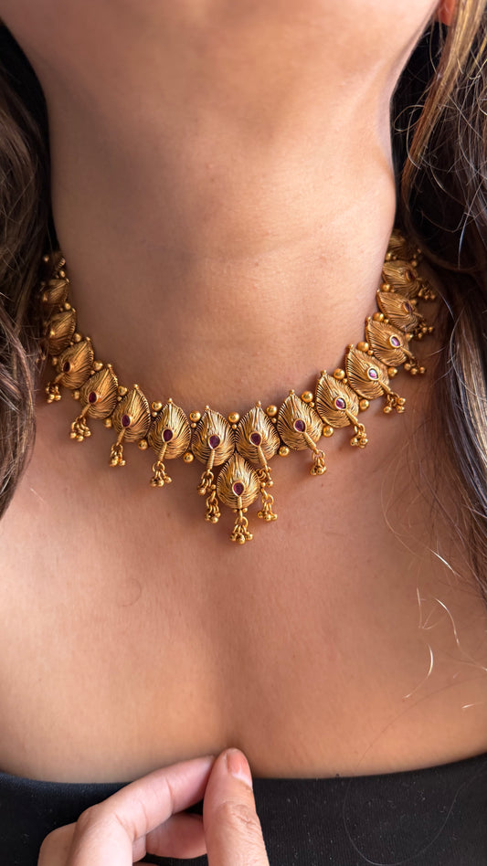 Maharashtrian Ruby Madhubani necklace