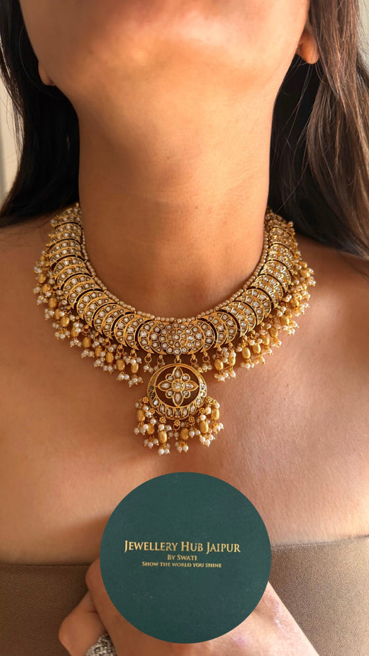 White polki Takkar work collar Necklace