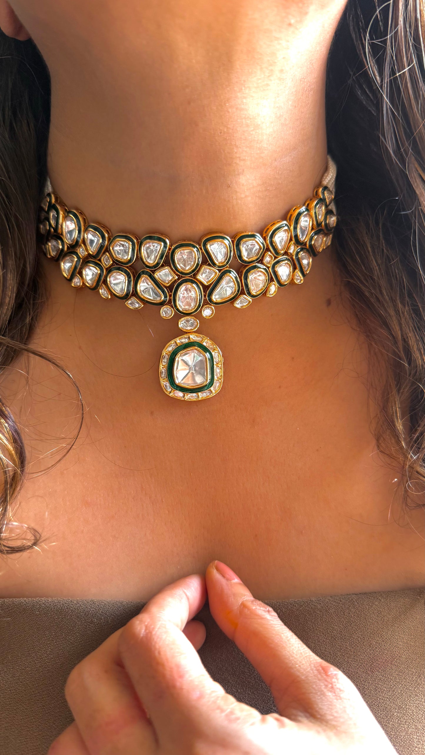 Meenakari uncut polki designer Choker