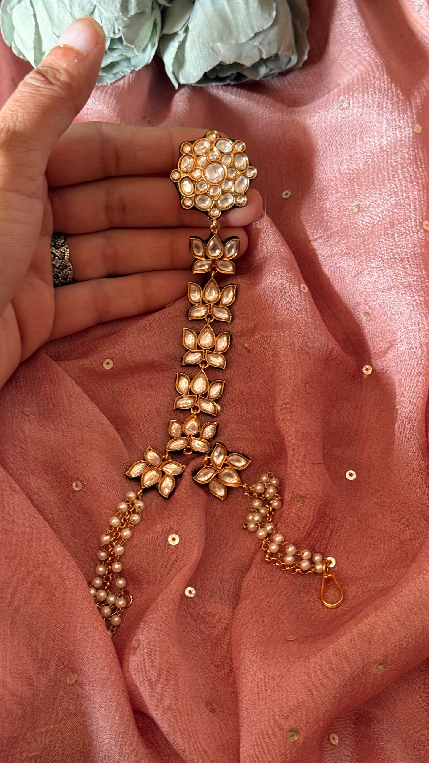 Meenakari lotus inspired hathphool