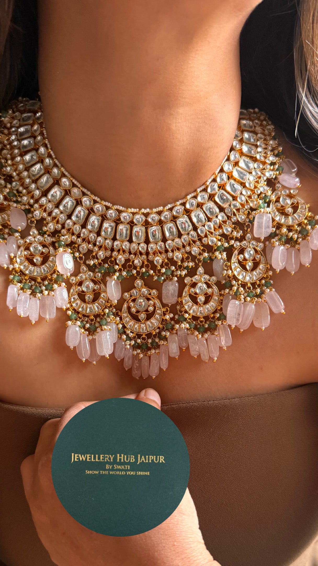 Paachi kundan chaand designed handmade nakashi bridal Necklace