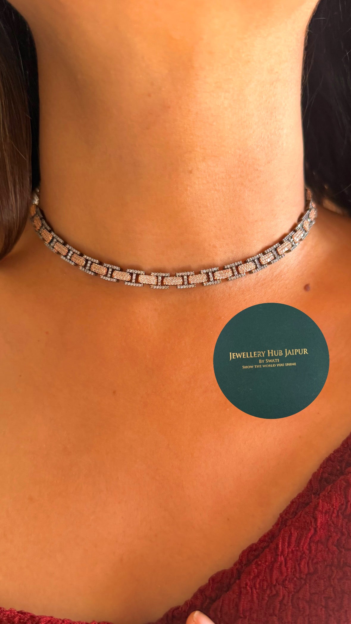 dual colour minimal diamond necklace