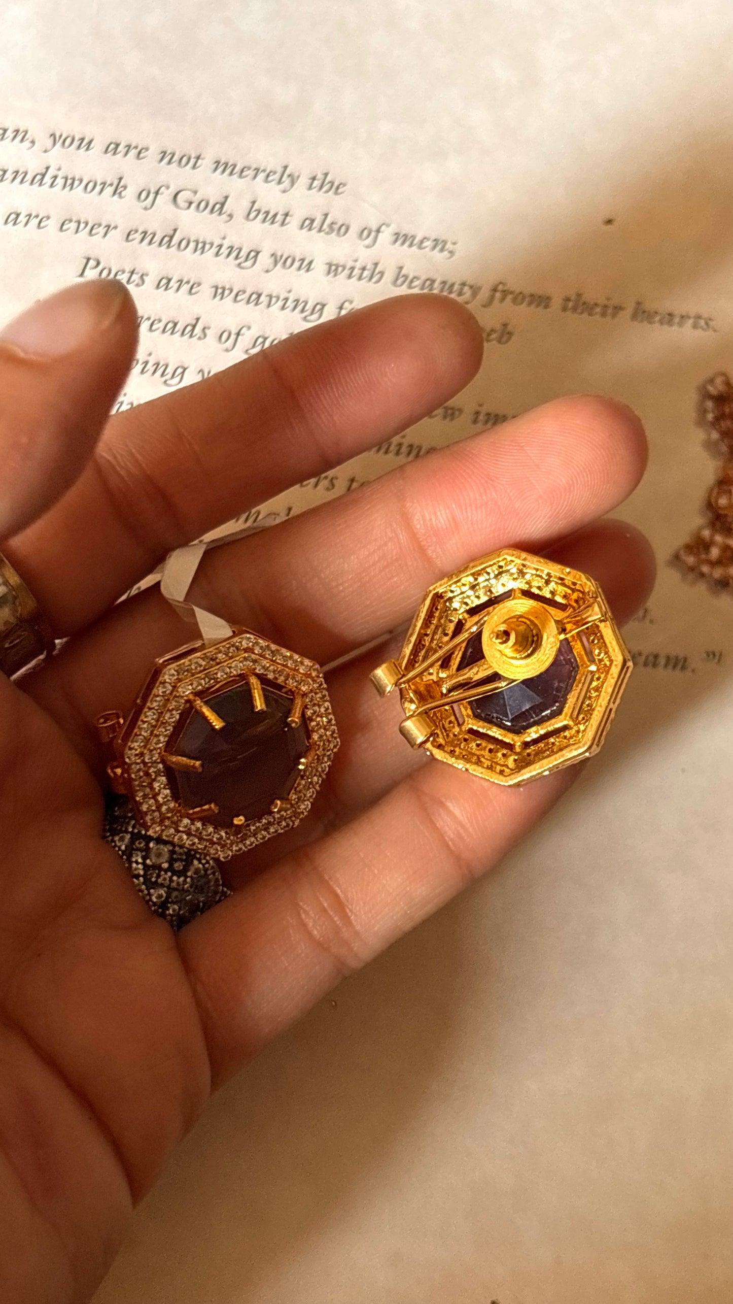 Tanzanite doublet moissanite Studs