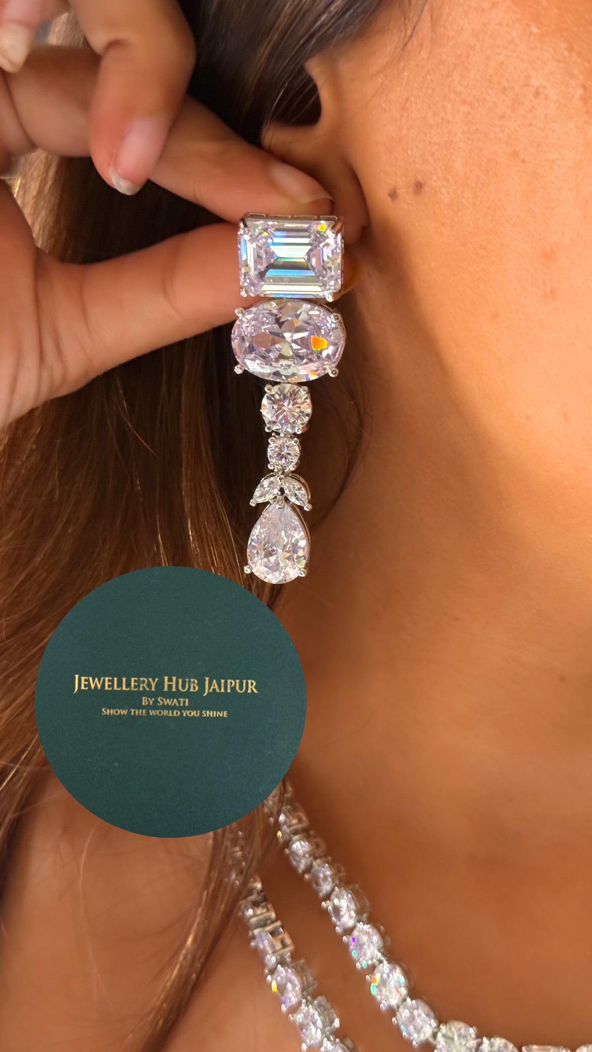 Ambani inspired Dual layer cz diamond collar set
