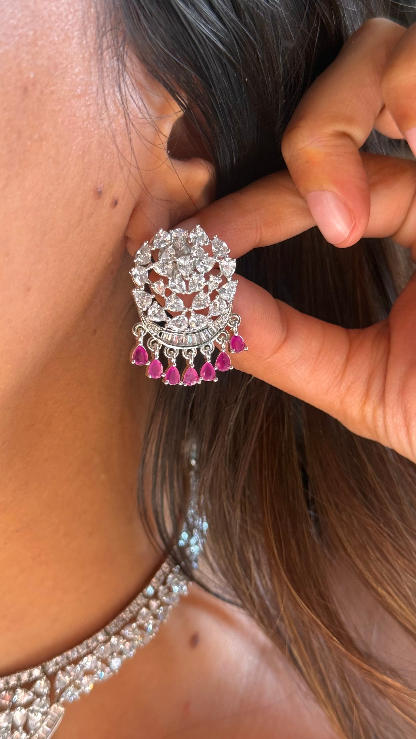 Ruby drop diamond necklace