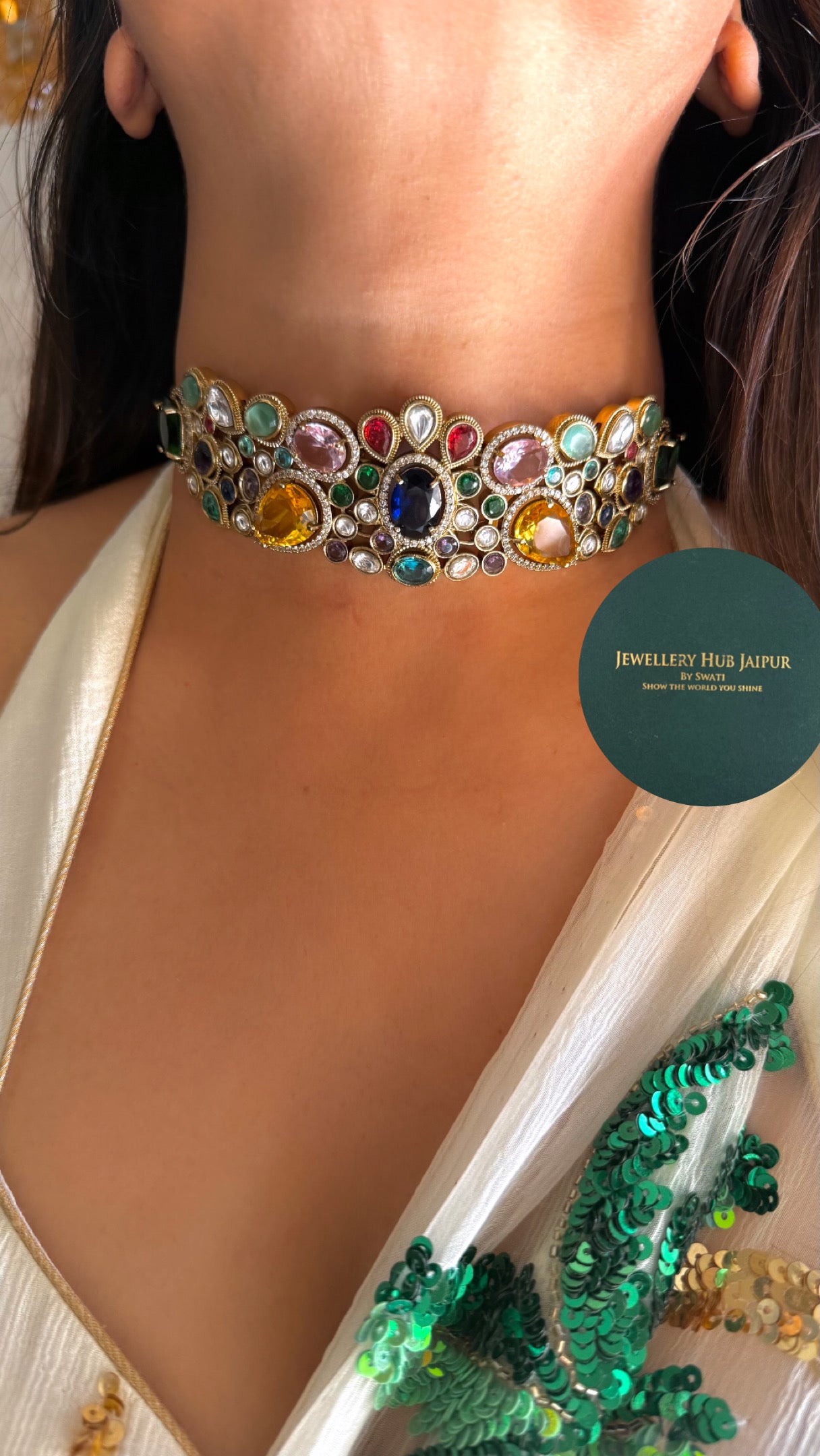 Sabyasachi inspired navratna necklace