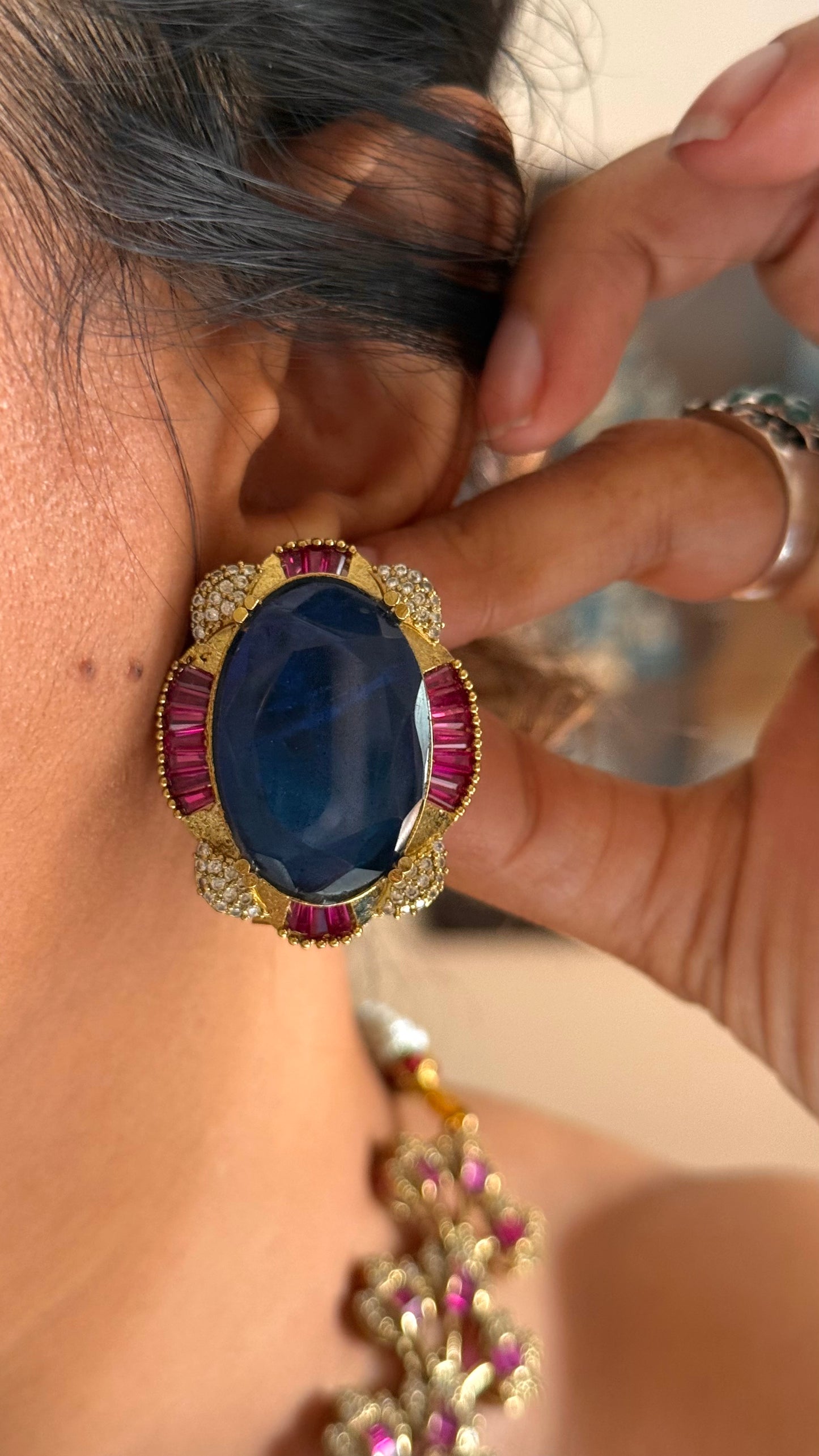 Bridal Asia Rani pink & sapphire designer Necklace