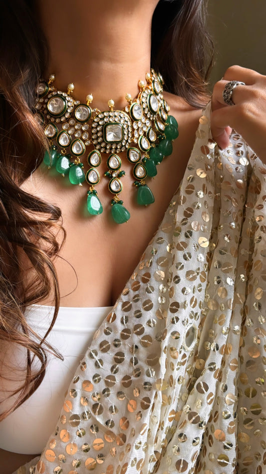 Meenakari polki choker
