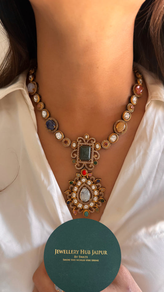 Emerald & mother of pearl sabyasachi inspired necklace