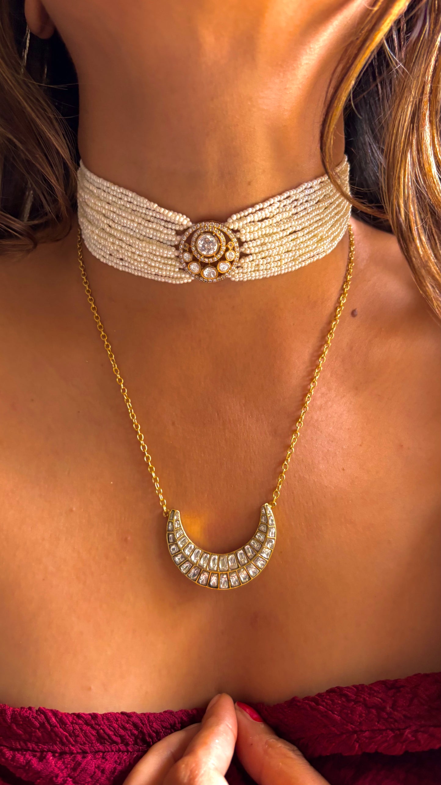 Pearl choker combo with pendant  necklace