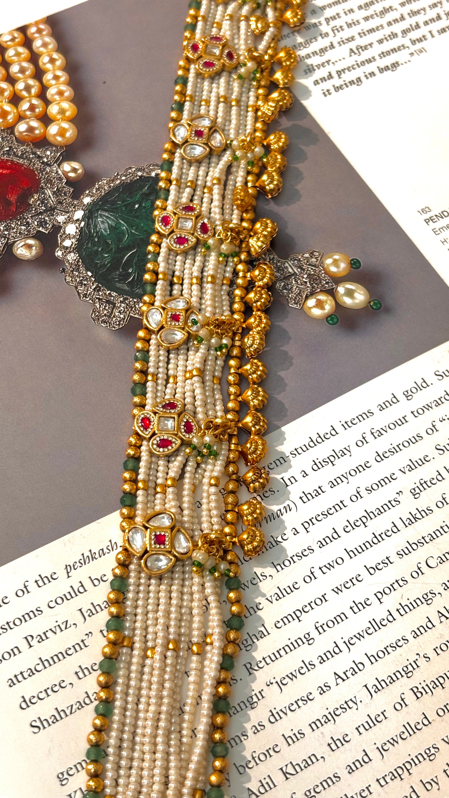 Rajwada ruby & emerald Swarovski mathapatti