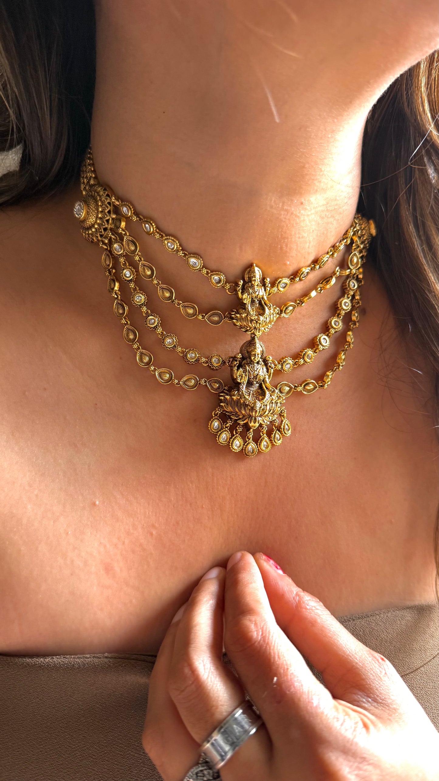 Goddess Laxmi inspired layered choker necklace