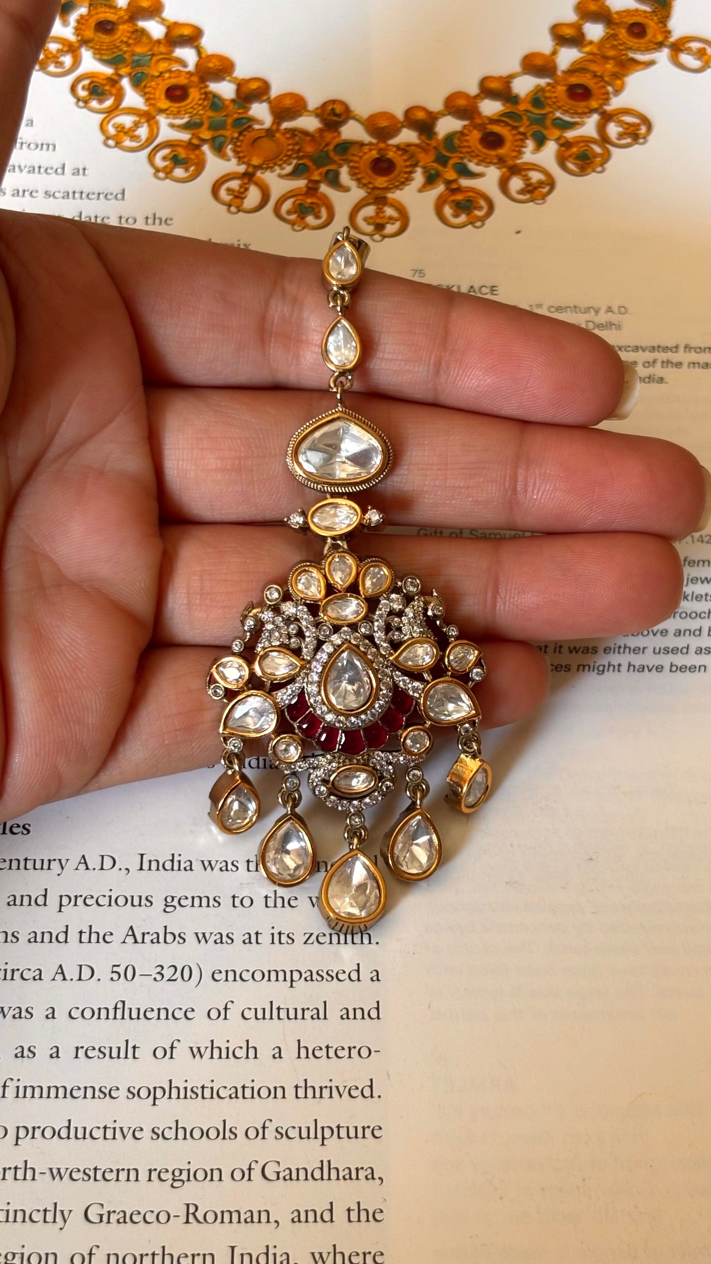 Ruby real moissanite polki Maangtika