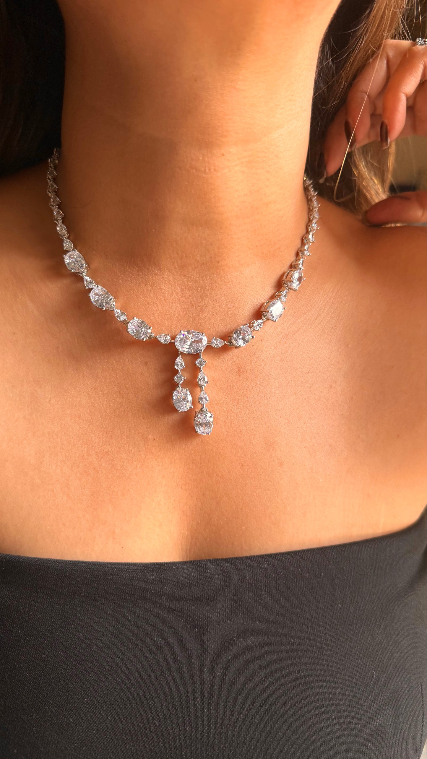 Cz diamond minimal necklace