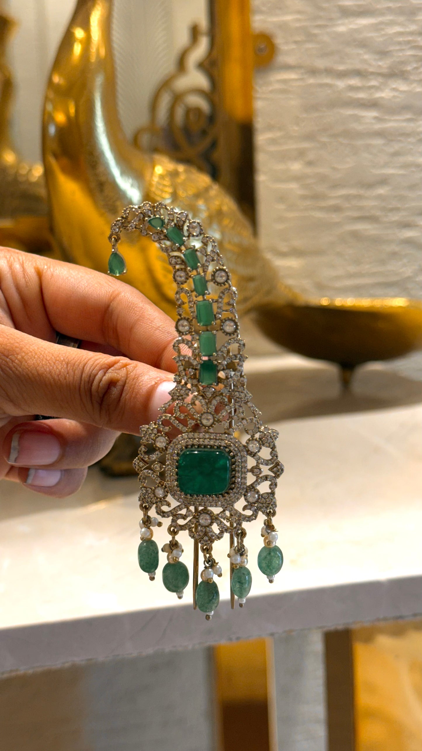 Emerald doublet with mint drops Victorian kalgi