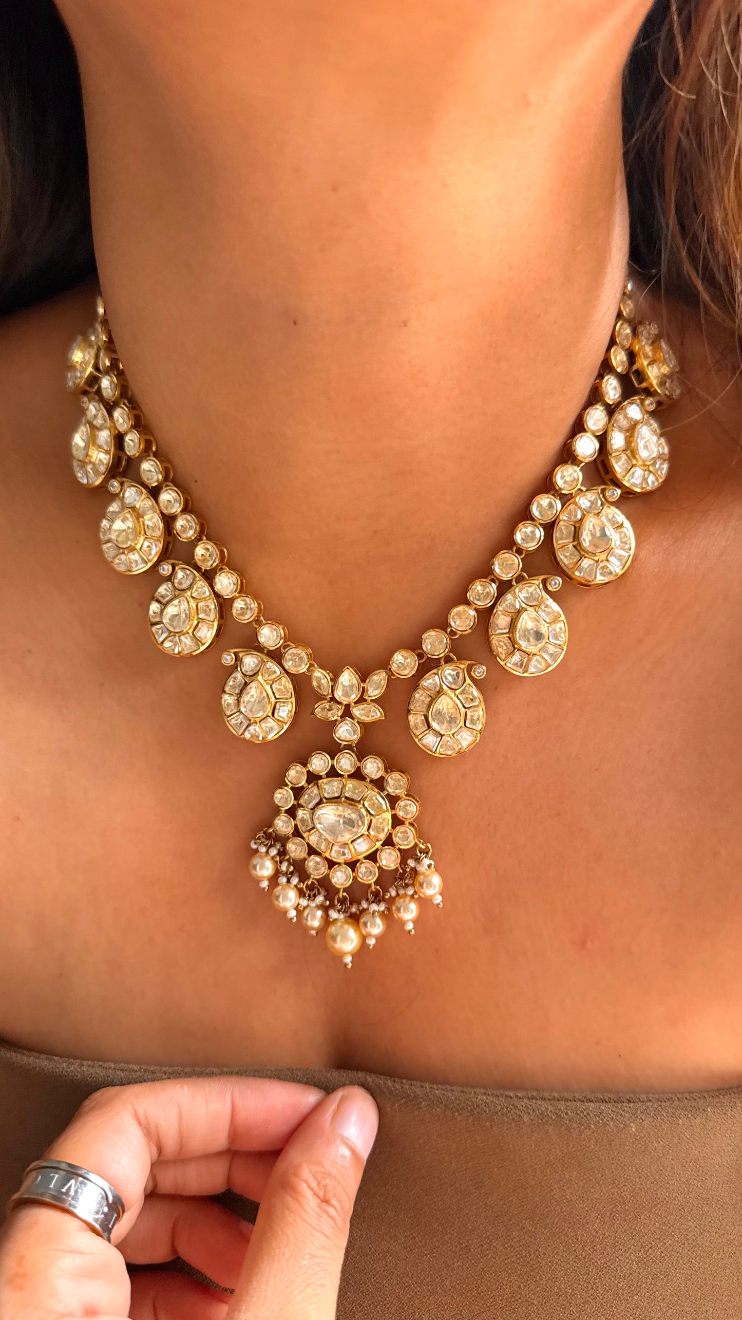 Peeli polki madhubani designer necklace