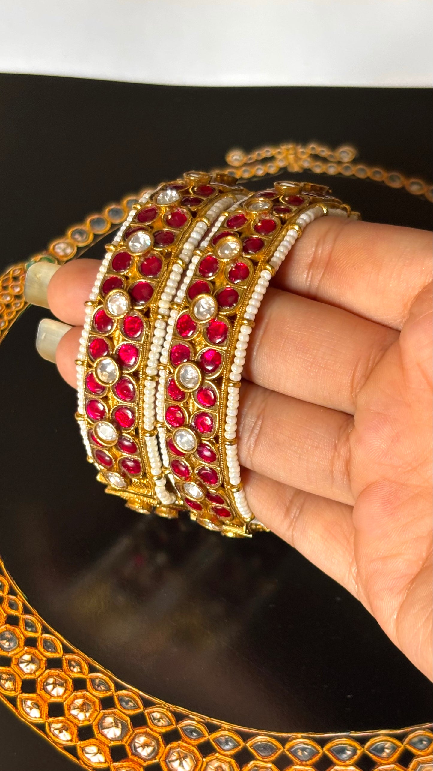 Rani pink katdana gold bangles