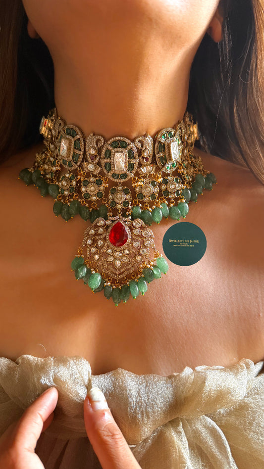 Emerald heritage bridal moissanite choker set