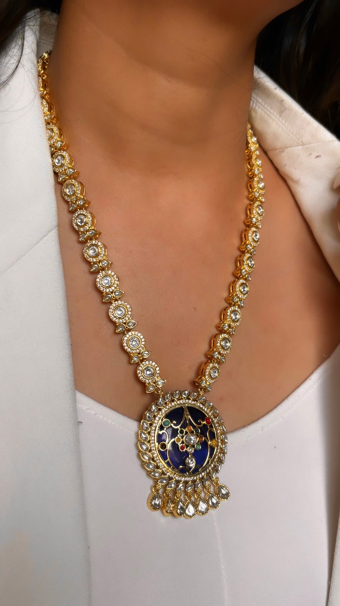Sapphire gold handmade necklace