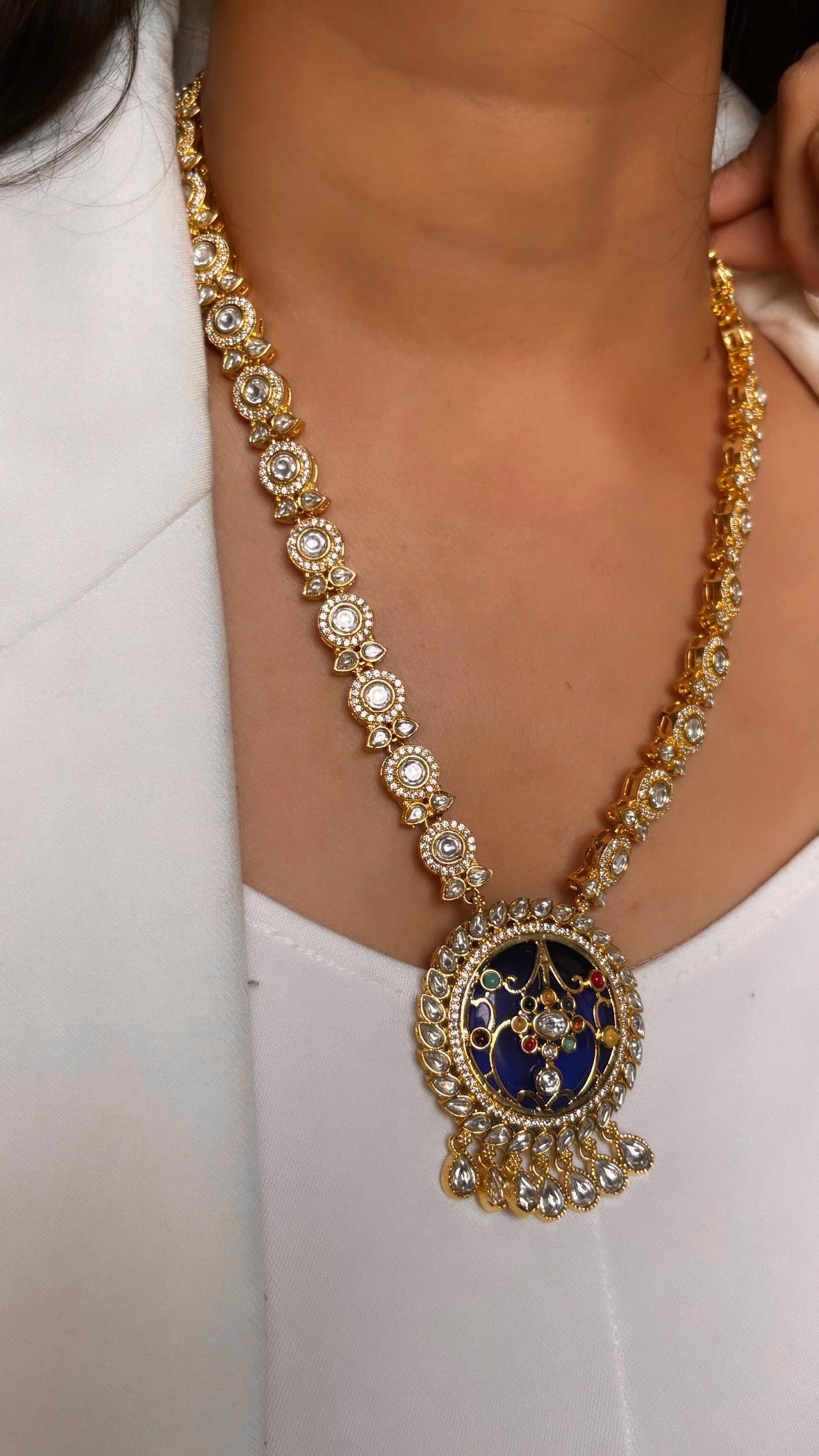 Sapphire gold handmade necklace