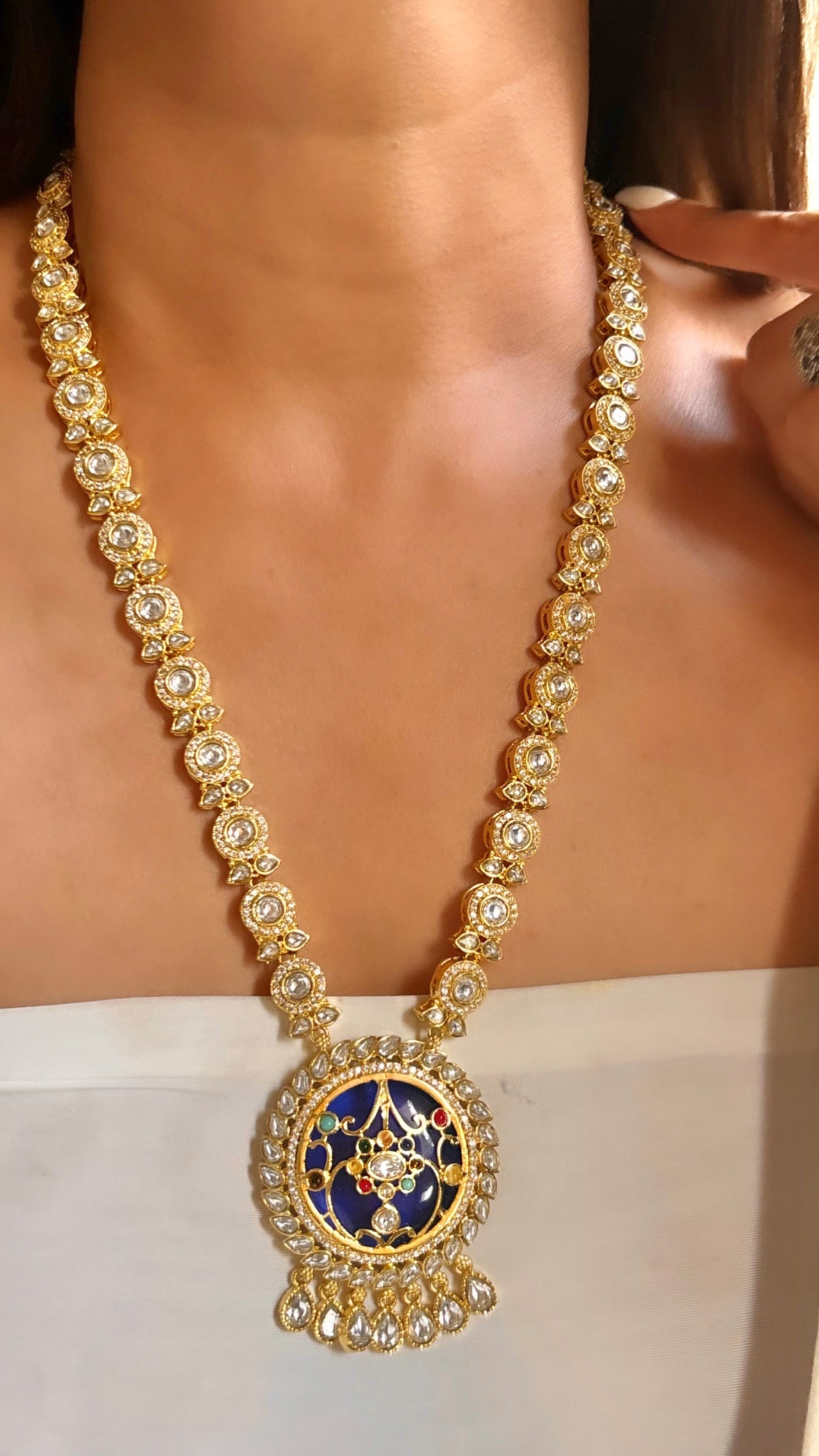 Sapphire gold handmade necklace