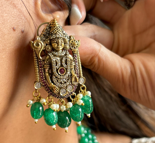 Emerald temple earrings