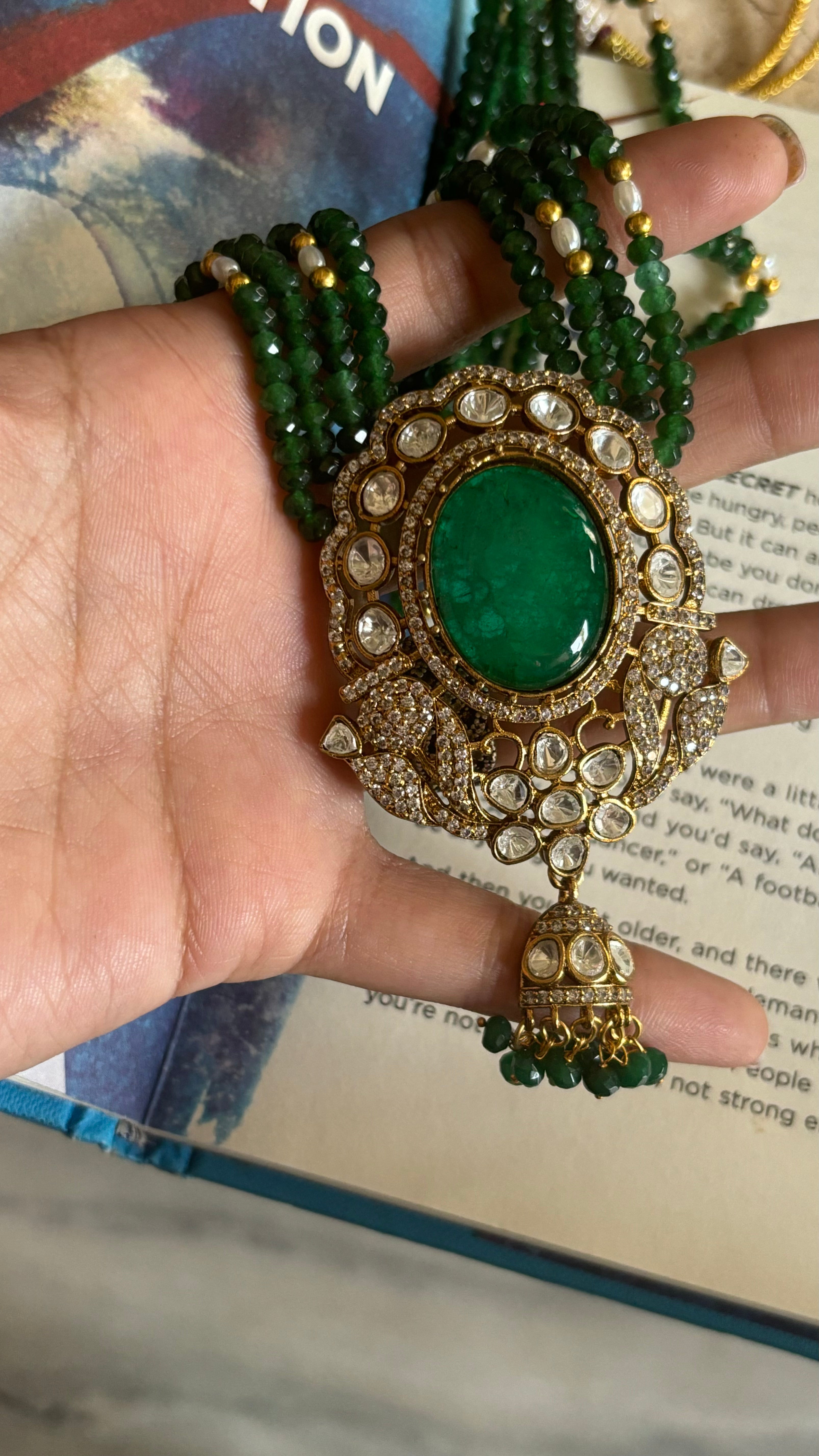 Emerald doublet  Victorian pendant set